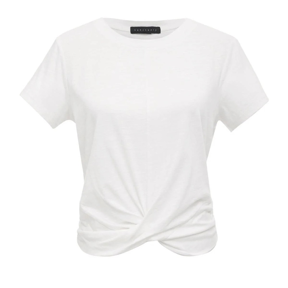 SANCTUARY HIGHSTREET CROP TEE WHITE SZ SMALL Short Sleeve Wrapped Front - Picture 13 of 13